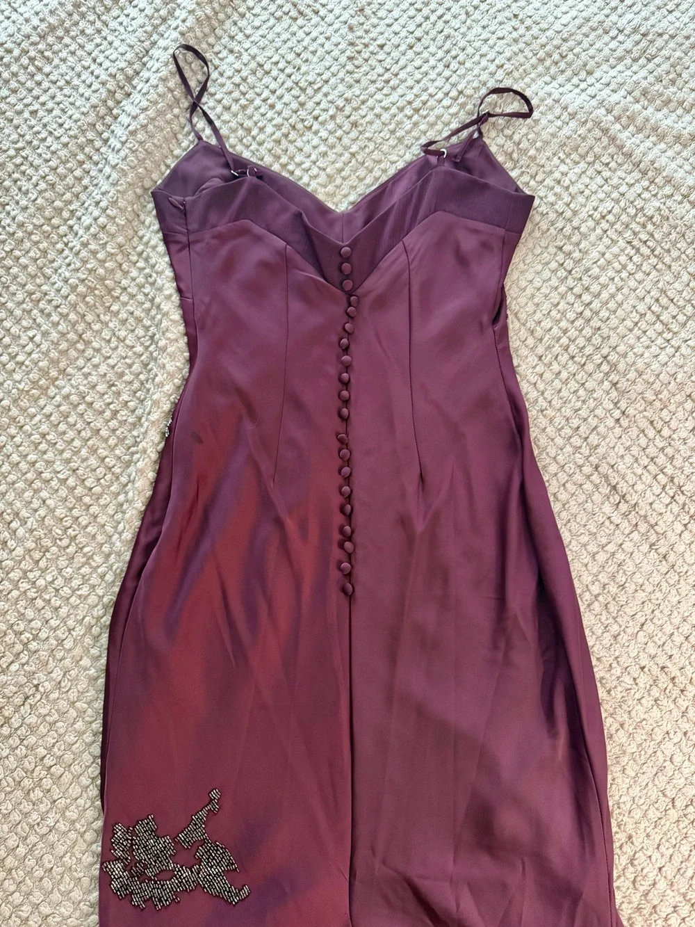 HOUSE OF CB ANASTELLE PLUM HAND BEADED EMBELLISHED SATIN MAXI GOWN SIZE S - Picture 7 of 14
